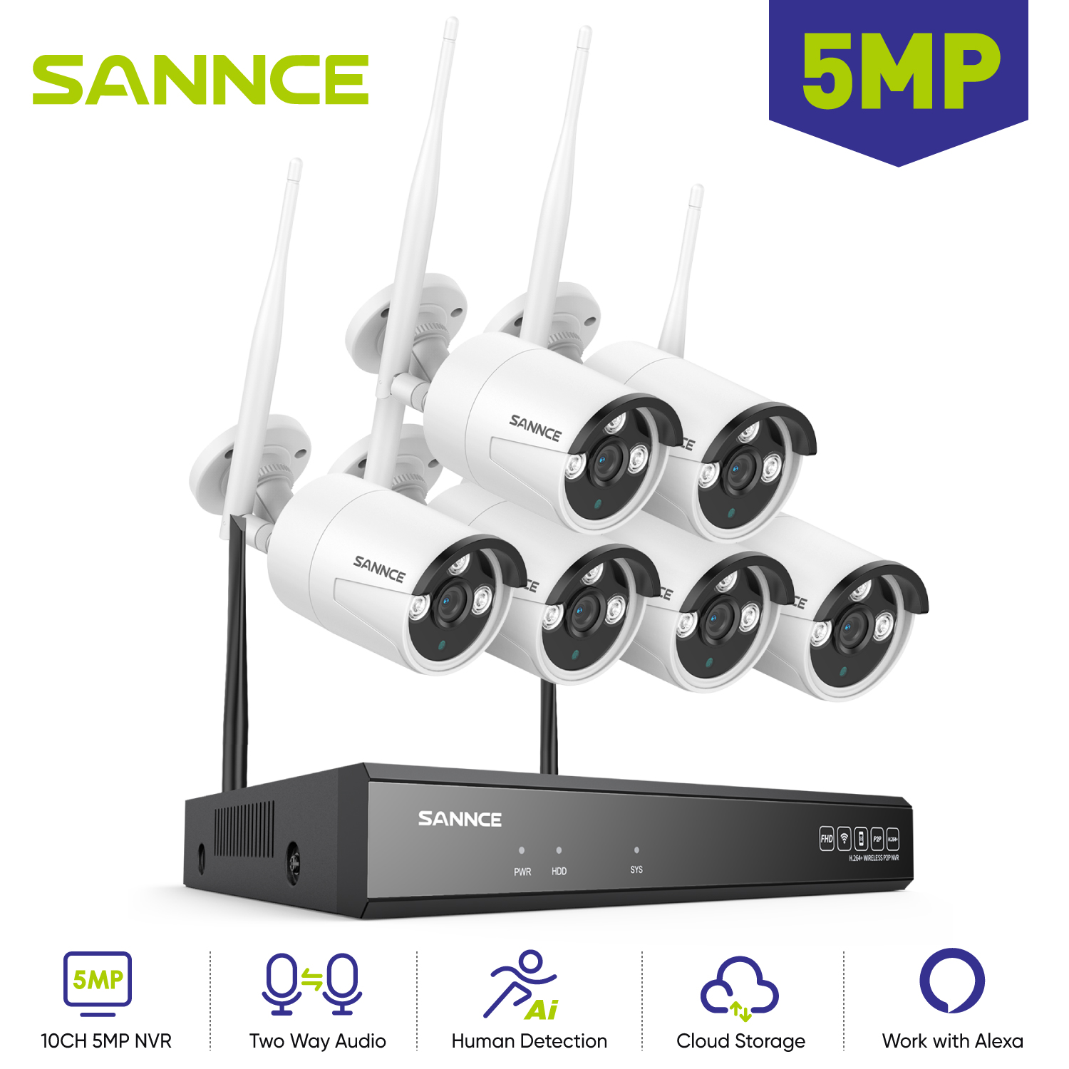 Home Security Monitor - SANNNCE 와이파이 IP 카메라, 10CH NVR