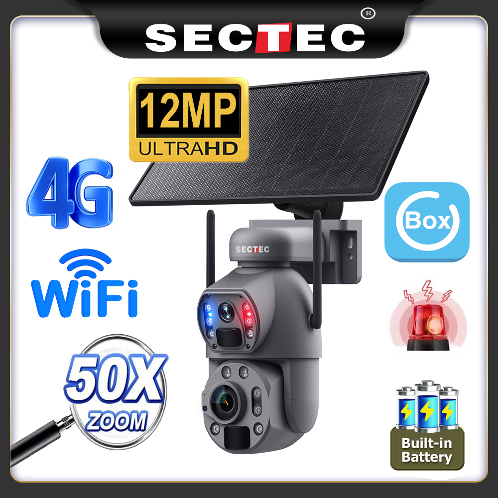 Home Yard Security Cameras - SECTEC 12MP 50배율 태양광 야외 보안