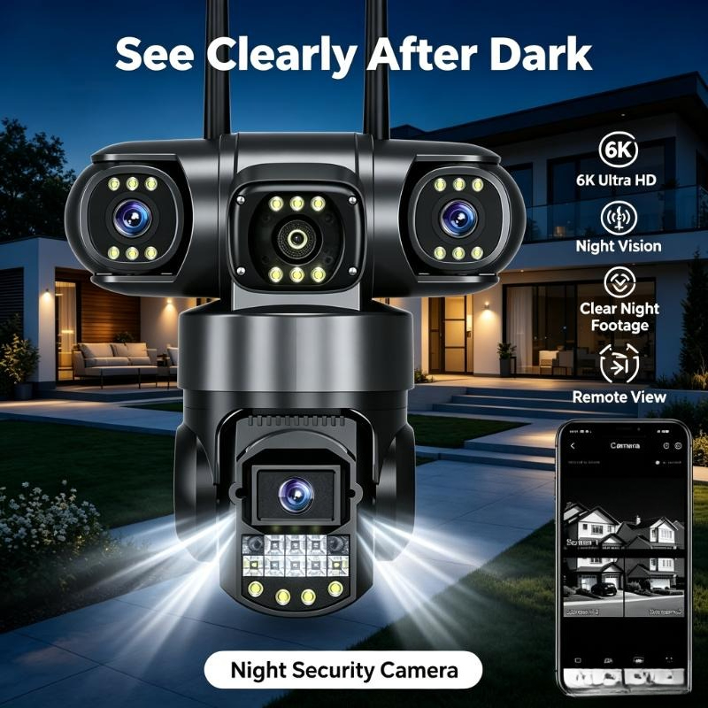 Home Yard Security Cameras - 3렌즈 4G Wifi 감시 카메라는 실외