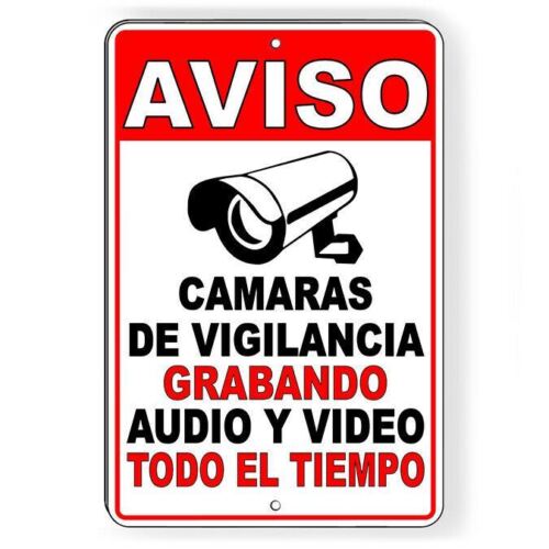 Home Yard Security Cameras - 빈티지 금속 틴 사인 스페인어 보안