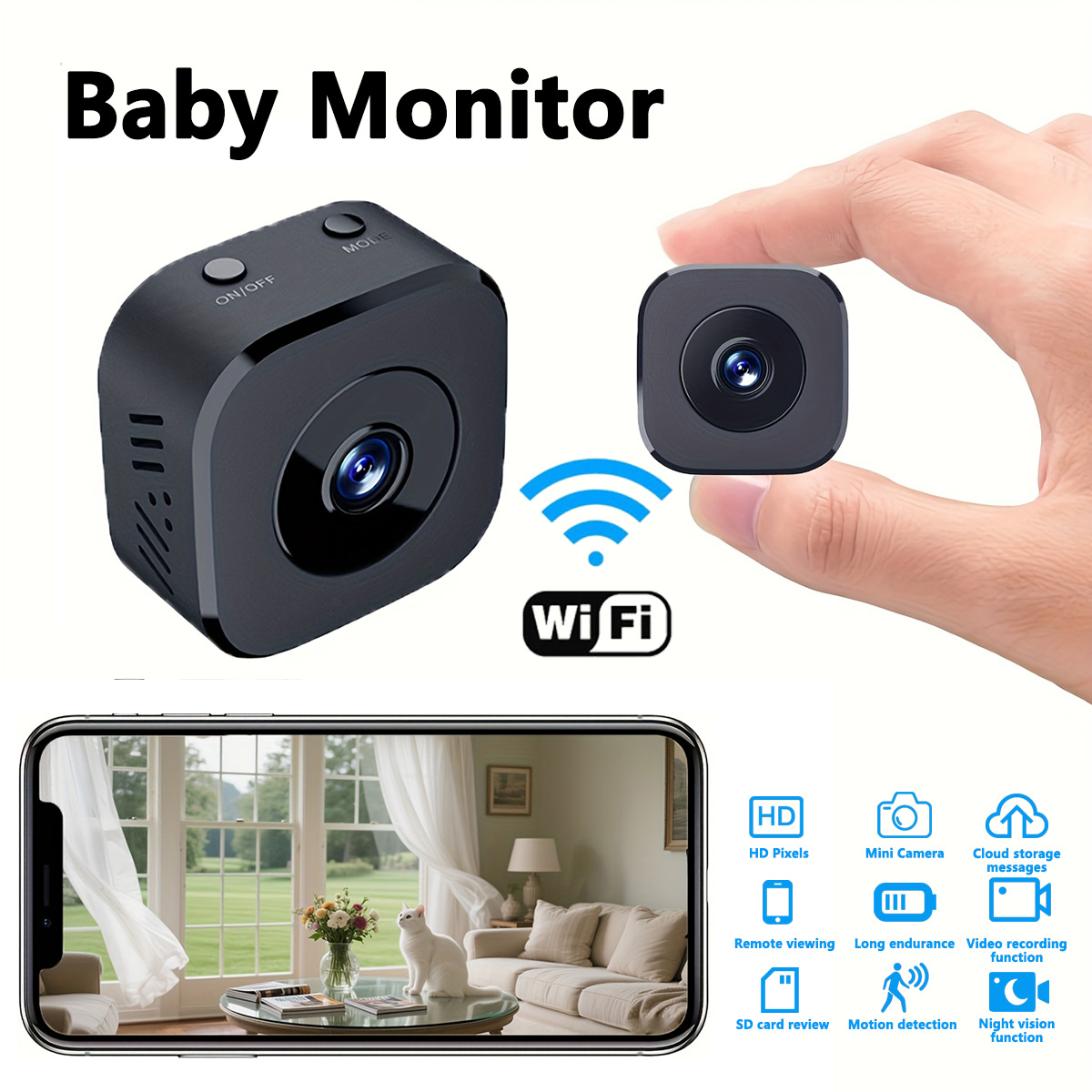 Home Security Monitor - 1080P HD 미니 WiFi 카메라 실내
