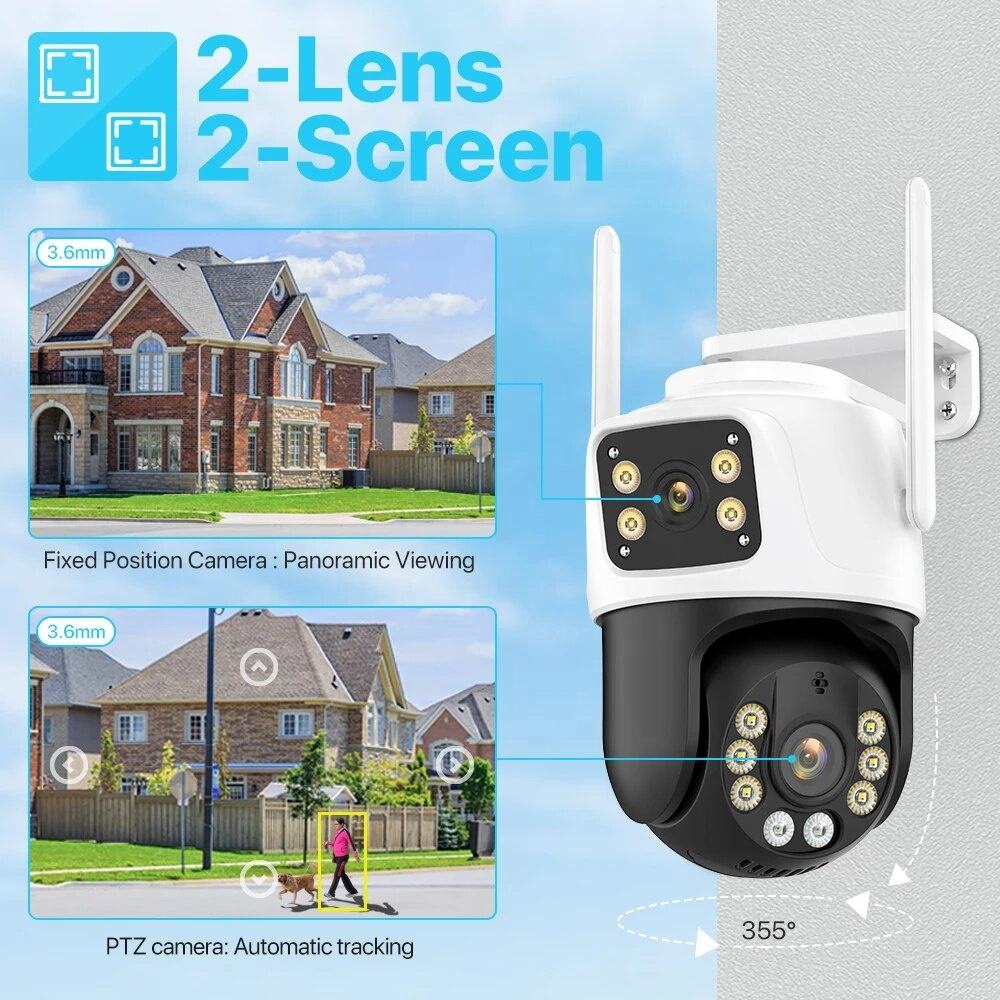 8MP 4K WiFi PTZ 보안 카메라 듀얼 렌즈 무 - Home Yard Security Cameras 리뷰 및 가격