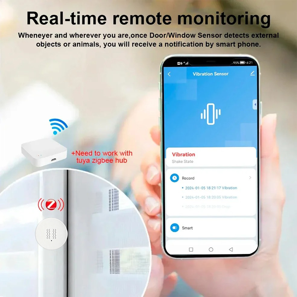 Tuya ZigBee 스마트 진동 및 기울기 센서 홈  - Home Security Monitor 리뷰 및 가격